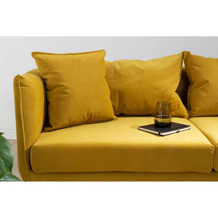 Kolding Yellow Fabric and Black Metal 2 Seater Sofa Fusion